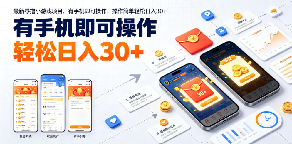 最新零撸小游戏项目,有手机即可操作,操作简单轻松日入30+-白蛇网