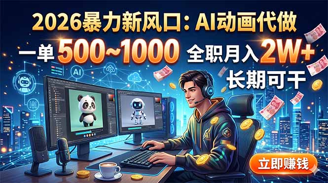 2026暴力新风口：AI动画代做，一单500~1000，全职月入2W+，长期可干-白蛇网