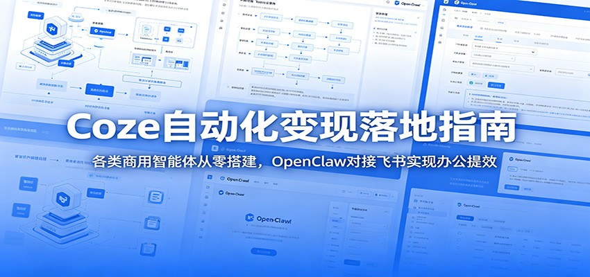 Coze自动化变现落地指南：各类商用智能体从零搭建，OpenClaw对接飞书实现办公提效-白蛇网