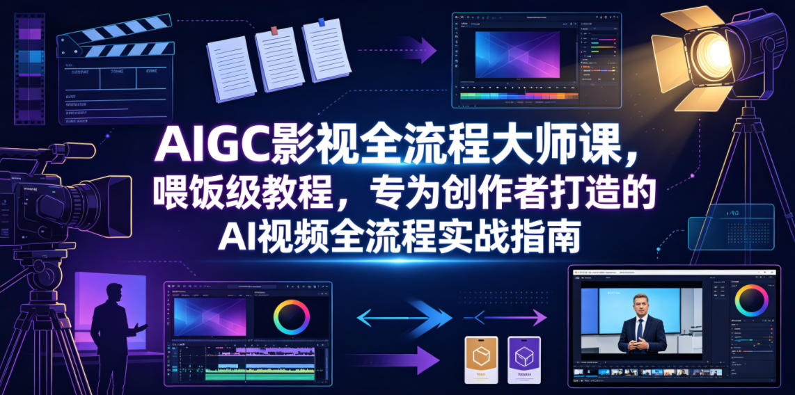 AIGC影视全流程大师课，喂饭级教程，专为创作者打造的AI视频全流程实战指南-白蛇网