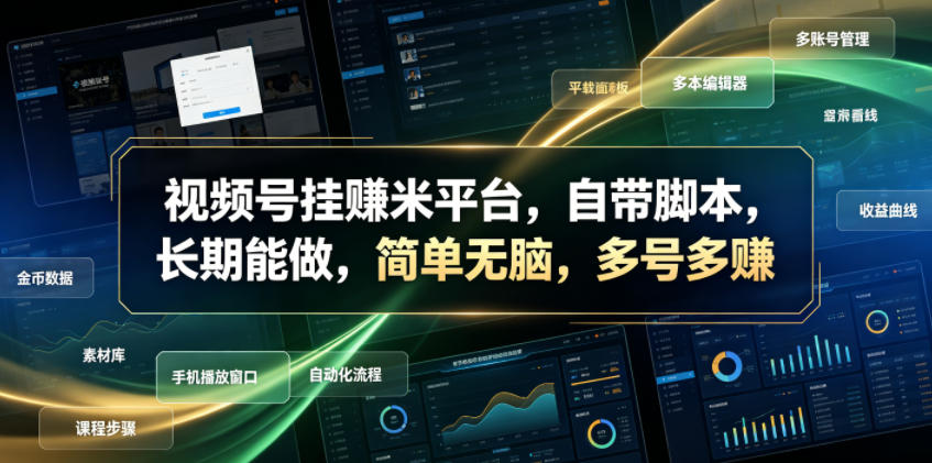 视频号挂賺米平台，自带脚本，长期能做，简单无脑，多号多賺【揭秘】-白蛇网