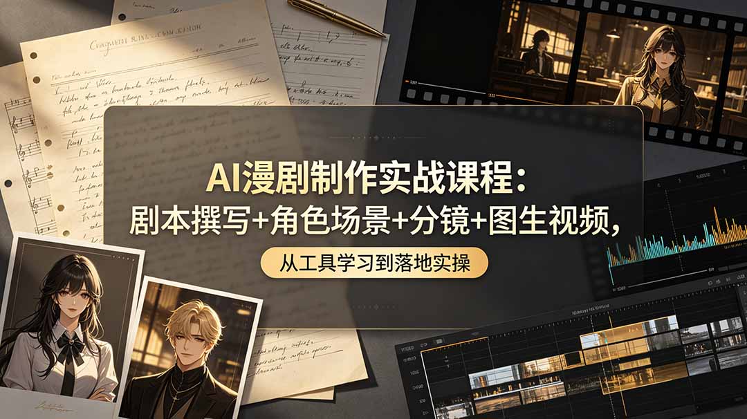 AI漫剧制作实战课程：剧本撰写+角色场景+分镜+图生视频，从工具学习到落地实操-白蛇网