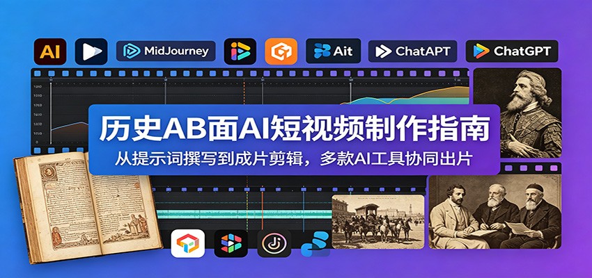 历史AB面AI短视频制作指南：从提示词撰写到成片剪辑，多款AI工具协同出片-白蛇网