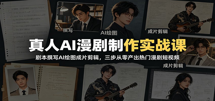 真人AI漫剧制作实战课：剧本撰写AI绘图成片剪辑，三步从零产出热门漫剧短视频-白蛇网