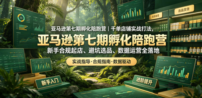 亚马逊第七期孵化陪跑营｜千单店铺实战打法，新手合规起店、避坑选品、数据运营全落地(更新0625)-白蛇网
