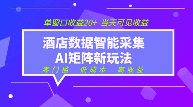 2026酒店数据采集ai智能矩阵新风口  低成本   高收益   当天见收益   单窗口20+-白蛇网