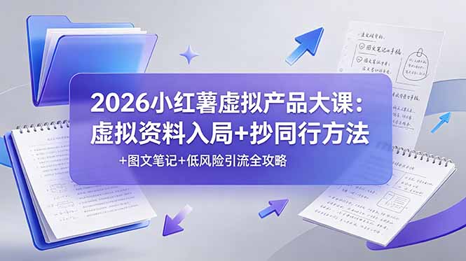 2026小红薯虚拟产品大课：虚拟资料入局+抄同行方法+图文笔记+低风险引流全攻略-白蛇网