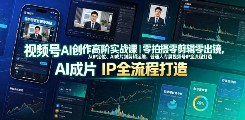 视频号AI创作高阶实战课｜零拍摄零剪辑零出镜，从IP定位、AI成片到剪辑运维，普通人专属视频号IP全流程打造-白蛇网