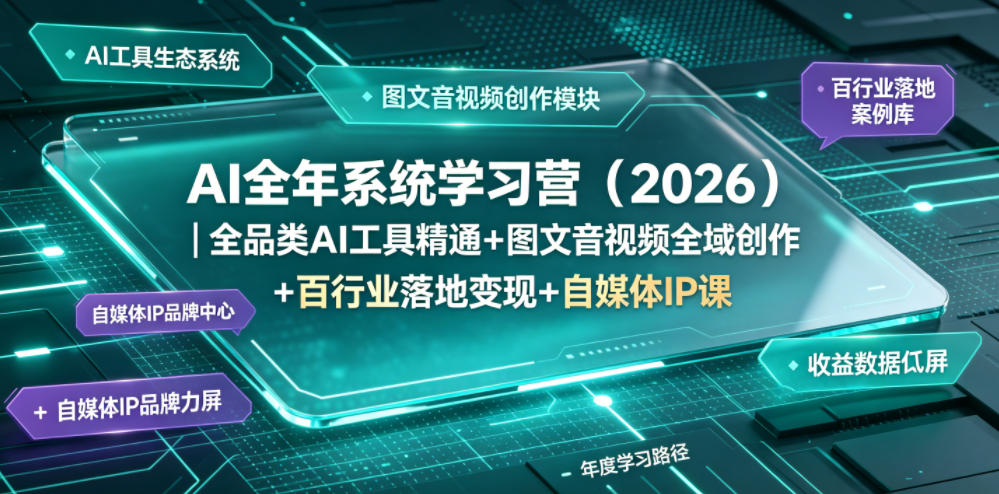 AI全年系统学习营(2026)｜全品类AI工具精通+图文音视频全域创作+百行业落地变现+自媒体IP打造年度进阶大课-白蛇网