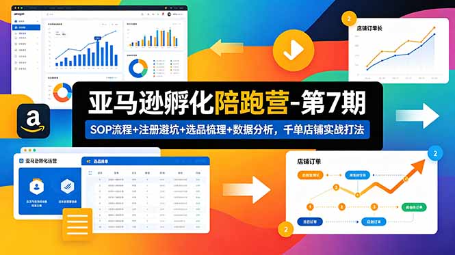 亚马逊孵化陪跑营-第7期：SOP流程+注册避坑+选品梳理+数据分析，千单店铺实战打法(更新0625-白蛇网