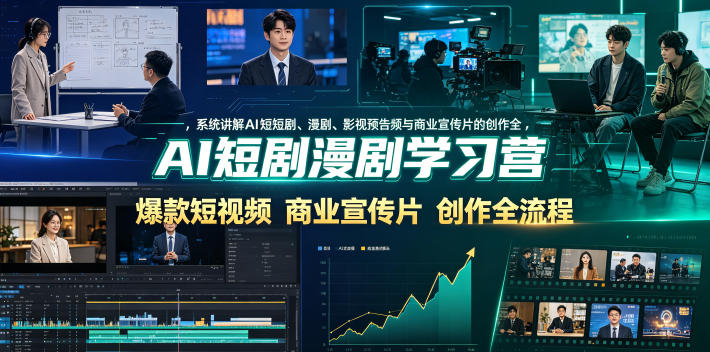 AI短剧漫剧学习营，系统讲解AI短剧、漫剧、影视预告片、爆款短视频与商业宣传片的创作全流程-白蛇网