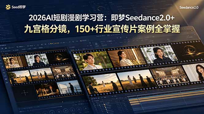 2026AI短剧漫剧学习营：即梦Seedance2.0+九宫格分镜，150+行业宣传片案例全掌握-白蛇网