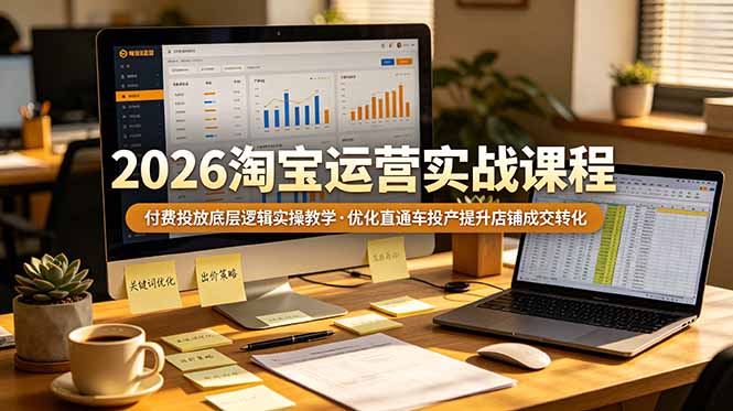 2026 淘宝运营实战课程，付费投放底层逻辑实操教学，优化直通车投产提升店铺成交转化-白蛇网