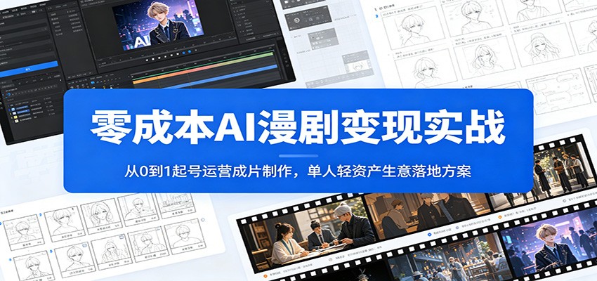 零成本AI漫剧变现实战：从0到1起号运营成片制作，单人轻资产生意落地方案-白蛇网