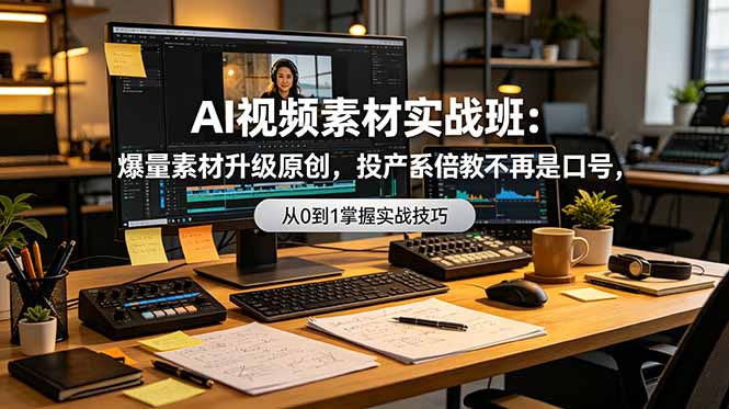 AI视频素材实战班：爆量素材升级原创，投产翻倍不再是口号，0-1系统教学实战落地-白蛇网