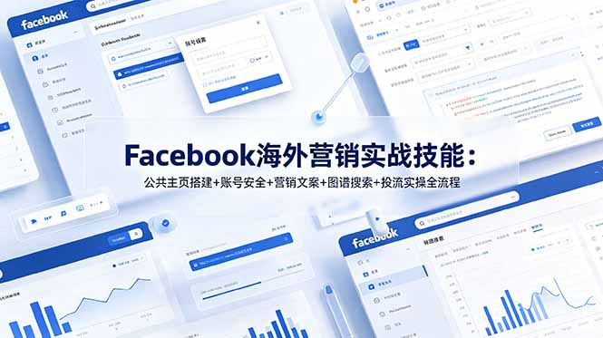 Facebook海外营销实战技能：公共主页搭建+账号安全+营销文案+图谱搜索+投流实操全流程-白蛇网