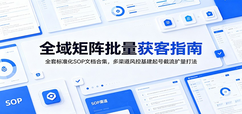全域矩阵批量获客指南：全套标准化SOP文档合集，多渠道风控基建起号截流扩量打法-白蛇网