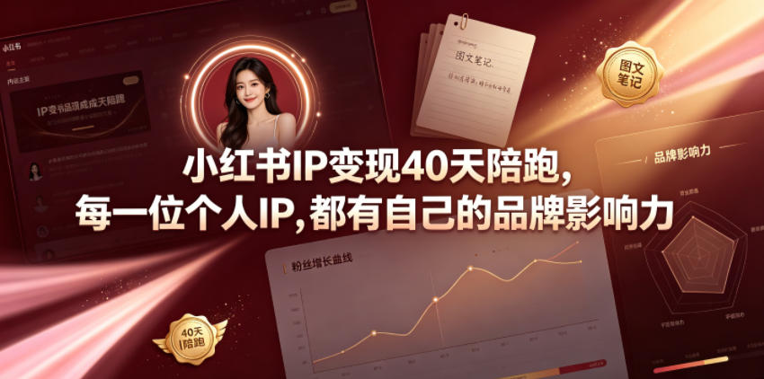 小红书IP变现40天陪跑，每一位个人IP，都有自己的品牌影响力-白蛇网