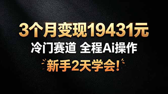 3个月变现19431元，冷门赛道 全程Ai操作，新手2天学会！-白蛇网