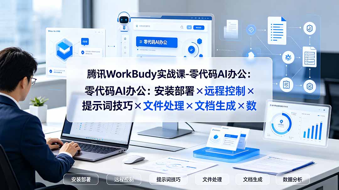 腾讯WorkBuddy实战课-零代码AI办公：安装部署×远程控制×提示词技巧×文件处理×文档生成×数据分析-白蛇网