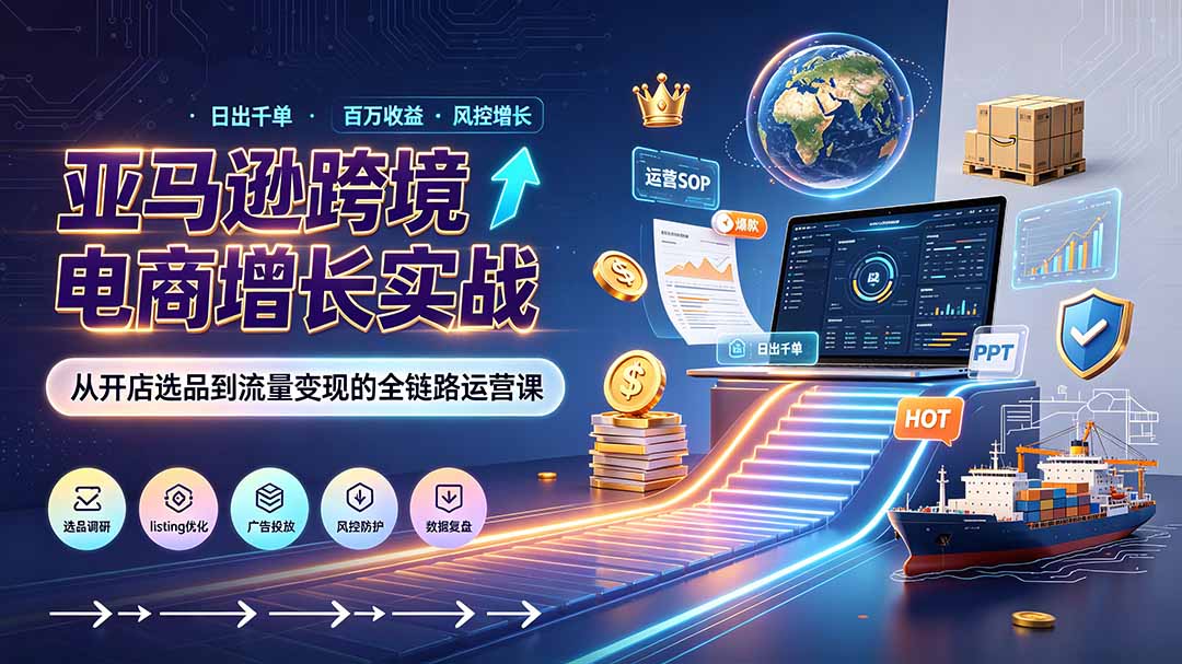 亚马逊0-1孵化特训营8期：从注册风控到稳定日出千单实战，规避审核封店风险，标准化执行流程落地-白蛇网