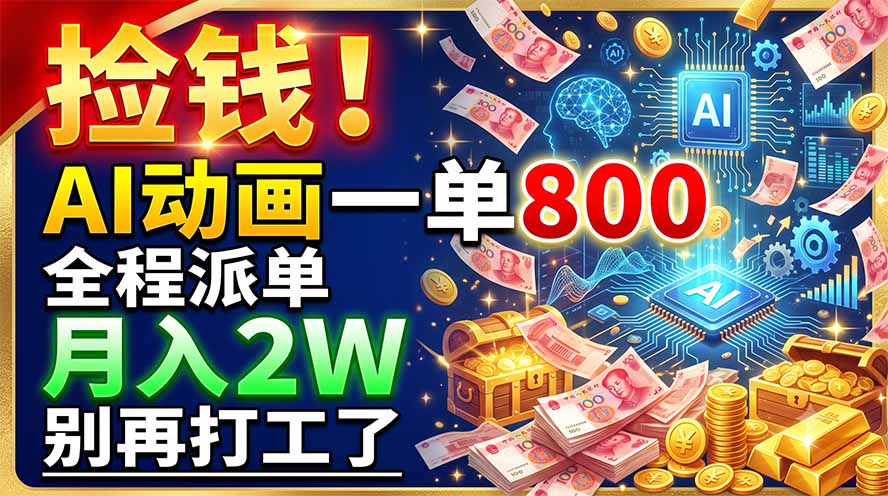 捡钱！AI动画一单800，全程派单，月入2W，别再打工了-白蛇网