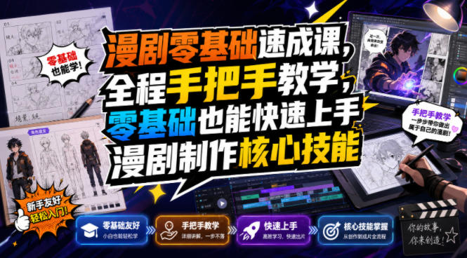 漫剧零基础速成课，全程手把手教学，零基础也能快速上手漫剧制作核心技能-白蛇网