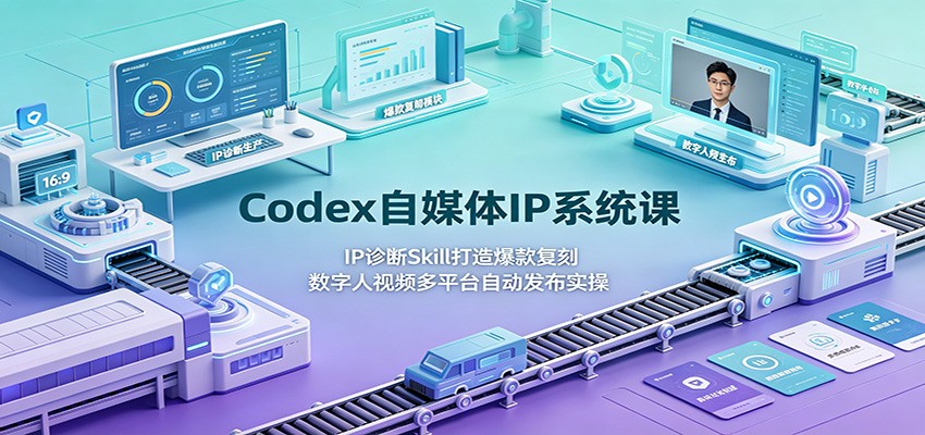 Codex自媒体IP系统课:IP诊断Skill打造爆款复刻,数字人视频多平台自动发布实操-白蛇网