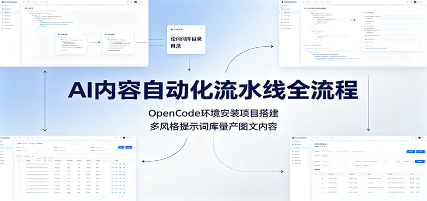 AI内容自动化流水线全流程：OpenCode环境安装项目搭建，多风格提示词库量产图文内容-白蛇网