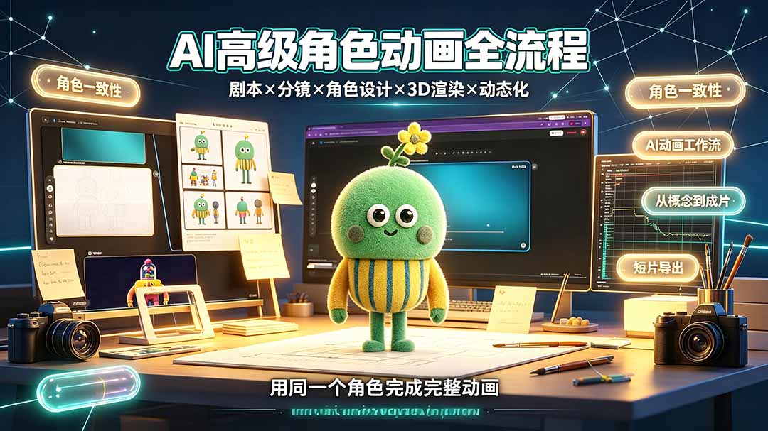 AI高级角色动画全流程：剧本×分镜×角色设计×3D渲染×动态化，从概念到成片一站式教学-白蛇网