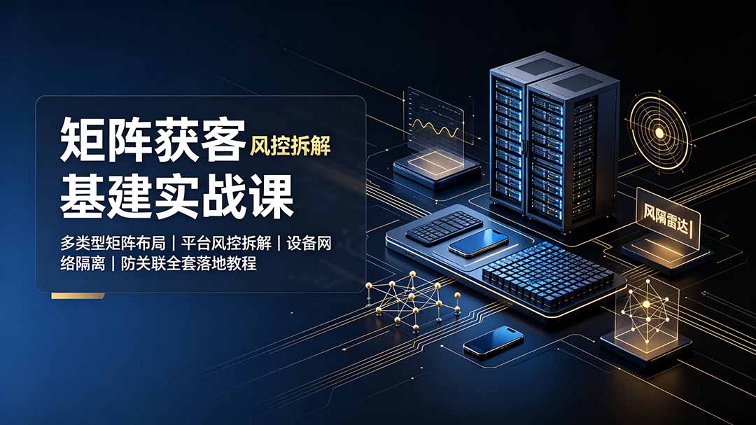 矩阵获客基建实战课：多类型矩阵布局｜平台风控拆解｜设备网络隔离｜防关联全套落地教程-白蛇网