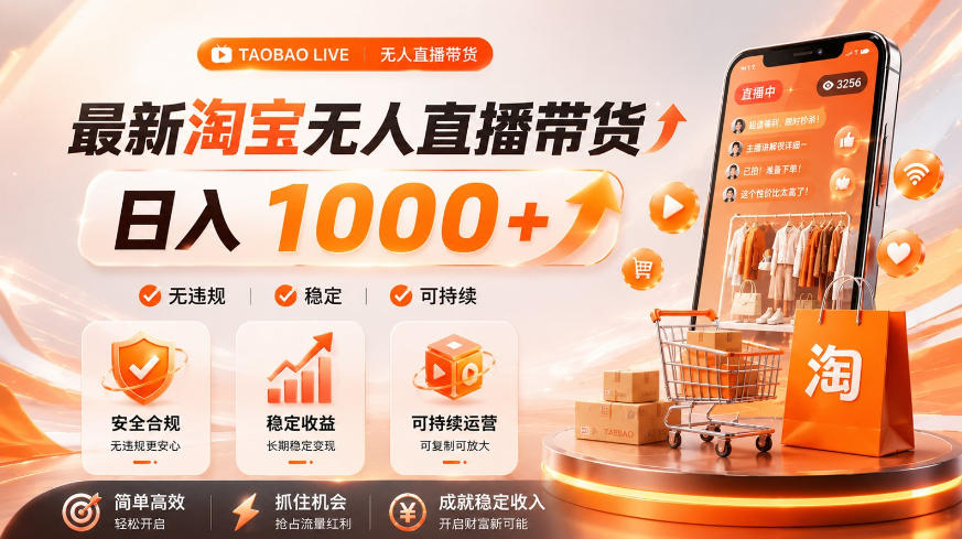 拒绝死工资！淘宝无人直播，让你睡觉都在进账，单设备日入1k+普通人的变现蓝海【揭秘】-白蛇网