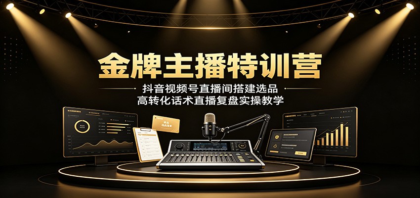 金牌主播特训营：抖音视频号直播间搭建选品，高转化话术直播复盘实操教学-白蛇网