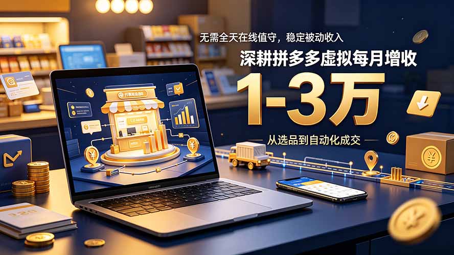 无需全天在线值守，稳定被动收入，深耕拼多多虚拟每月增收 1-3 万-白蛇网