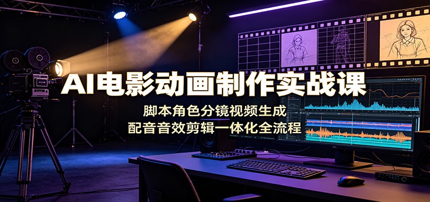 AI电影动画制作实战课：脚本角色分镜视频生成，配音音效剪辑一体化全流程-白蛇网