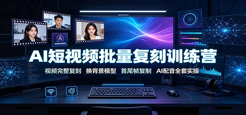 AI短视频批量复刻训练营：视频完整复刻，换背景模型、首尾帧复制、AI配音全套实操-白蛇网