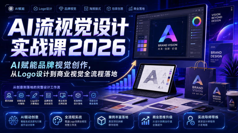 AI流视觉设计实战课2026：AI赋能品牌视觉创作，从Logo设计到商业视觉全流程落地-白蛇网