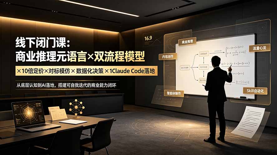 线下闭门课：商业推理元语言×双流程模型×10倍定价×对标模仿×数据化决策×Claude Code落地，击穿认知盲区-白蛇网