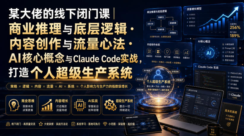 某大佬的线下闭门课｜商业推理与底层逻辑・内容创作与流量心法・AI核心概念与Claude Code实战，打造个人超级生产系统【录音+图片】-白蛇网