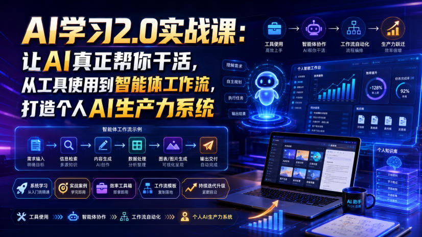 AI学习2.0实战课：让AI真正帮你干活，从工具使用到智能体工作流，打造个人AI生产力系统-白蛇网