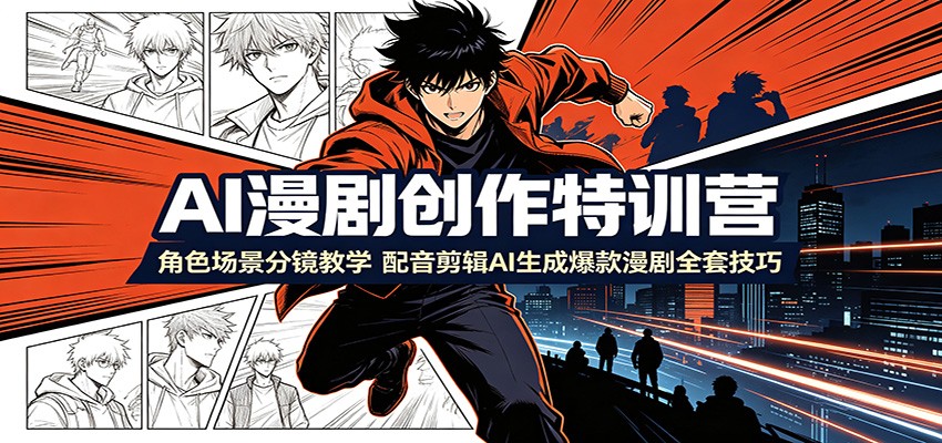 AI漫剧创作特训营：角色场景分镜教学，配音剪辑AI生成爆款漫剧全套技巧-白蛇网
