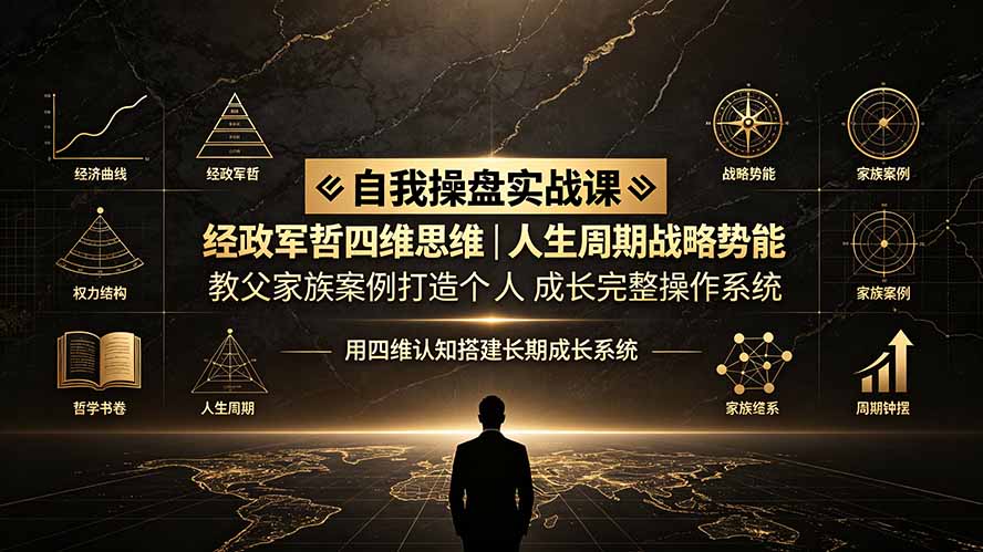 自我操盘实战课：经政军哲四维思维｜人生周期战略势能｜教父家族案例打造个人成长完整操作系统-白蛇网