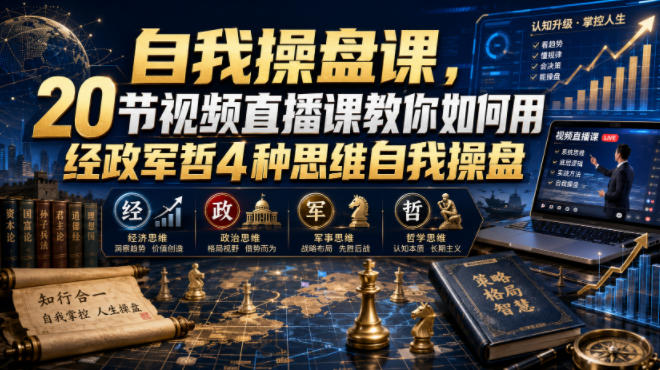 自我操盘课，20节视频直播课教你如何用经政军哲4种思维自我操盘-白蛇网