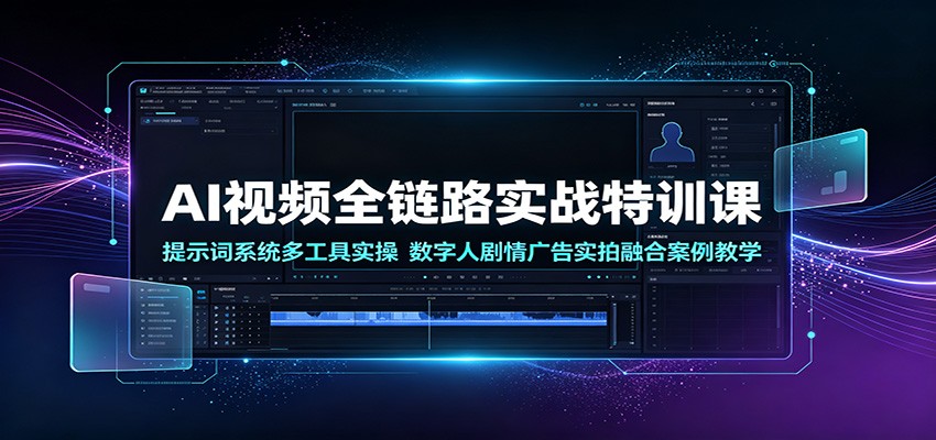 AI视频全链路实战特训课：提示词系统多工具实操，数字人剧情广告实拍融合案例教学-白蛇网