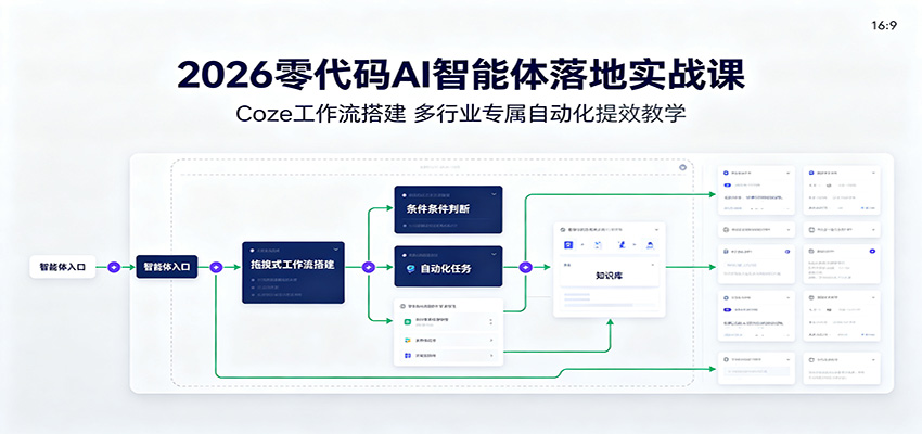 2026零代码AI智能体落地实战课:Coze工作流搭建,多行业专属自动化提效教学-白蛇网