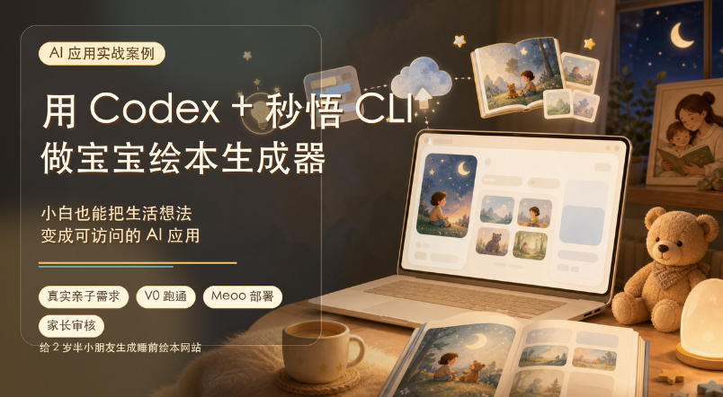 AI应用实战案例,用Codex+秒悟CLl做宝宝绘本生成器,小白也能把生活想法变成可访问的AI应用-白蛇网