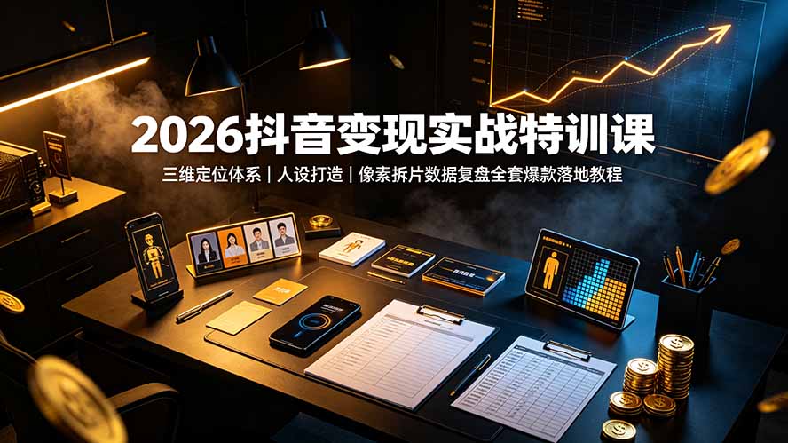 2026抖音变现实战特训课:三维定位体系|人设打造|像素拆片数据复盘全套爆款落地教程-白蛇网