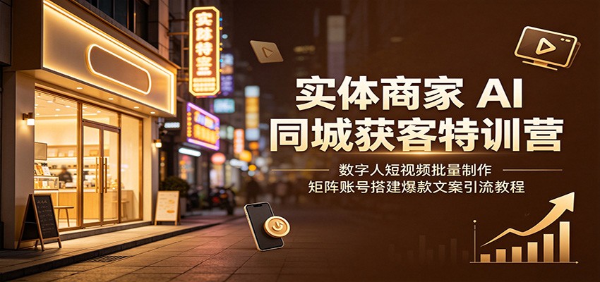 实体商家AI同城获客特训营:数字人短视频批量制作,矩阵账号搭建爆款文案引流教程-白蛇网