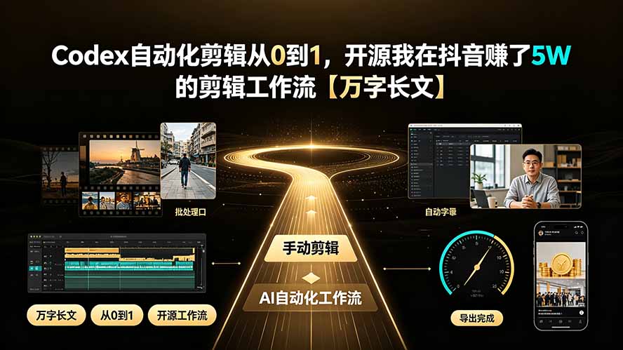 Codex自动化剪辑从0到1,开源我在抖音赚了5W 的剪辑工作流【万字长文】-白蛇网