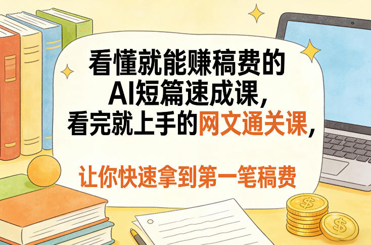 看懂就能賺稿费的AI短篇速成课,看完就上手的网文通关课,让你快速拿到第一笔稿费(更新8月)-白蛇网